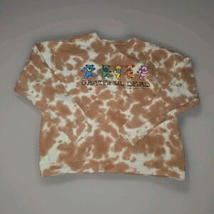 Grateful Dead Tie Dye Sweatshirt Sweater Women XL Orange Bears Hippie